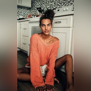 Red V-Neck Women's Sweater